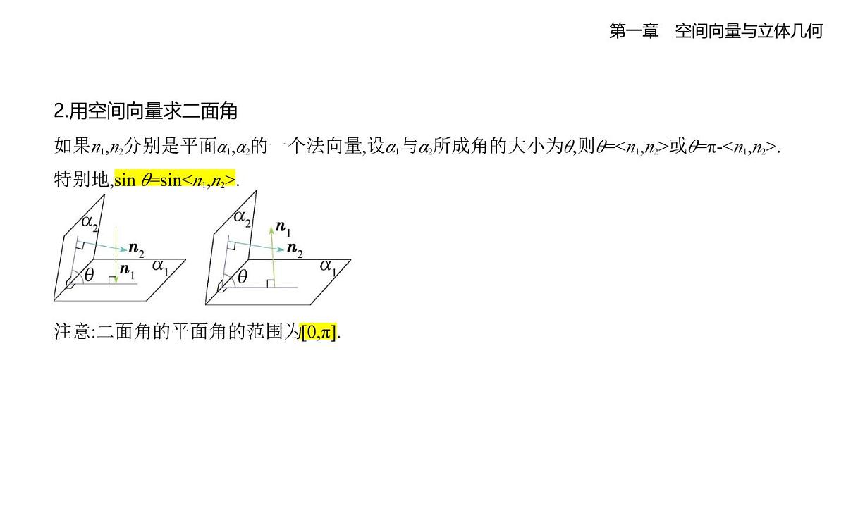 1.2.3 直线与平面的夹角 1.2.4 二面角知识点串讲课件-人教 B版高二上册数学(选必一)第5页