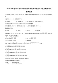 2024-2025学年上海市上海师范大学附属中学高一下学期期末考试数学试卷（含答案）