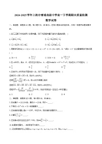 2024-2025学年上海市青浦高级中学高一下学期期末质量检测数学试卷（含答案）