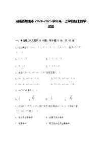 湖南省岳阳市2024-2025学年高一上学期期末数学试题