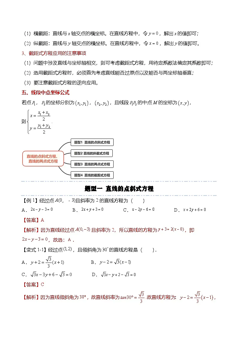 人教A版选择性必修一高二数学上册同步考点归纳讲与练 2.2.1&2.2.2 直线的点斜式方程、直线的两点式方程(解析版)第3页