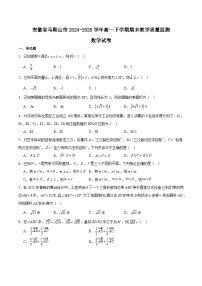 安徽省马鞍山市2024-2025学年高一下学期期末考试数学试卷(Word版附解析)