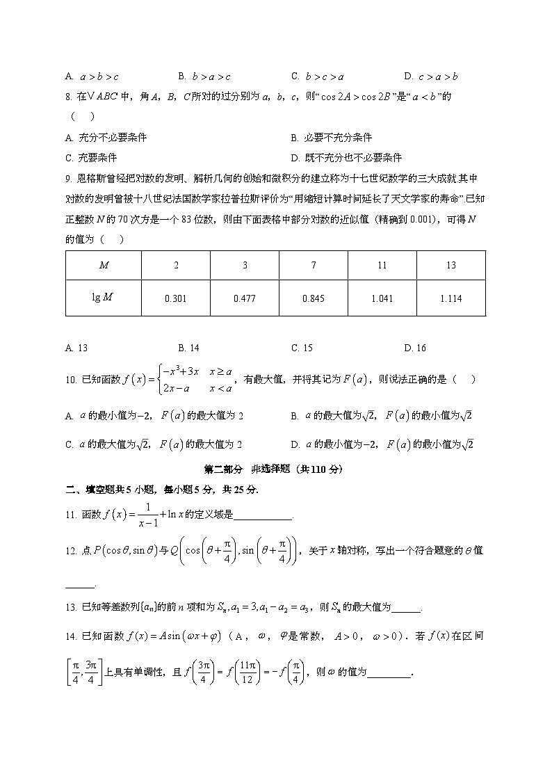 2024~2025学年北京市石景山区高三上册10月月考数学试卷第2页