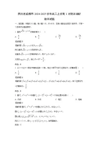 四川省成都市2024-2025学年高二上学期1月期末调研数学试题（解析版）