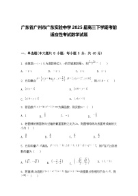 广东省广州市广东实验中学2025届高三下学期考前适应性模拟考试数学试题（含答案解析）