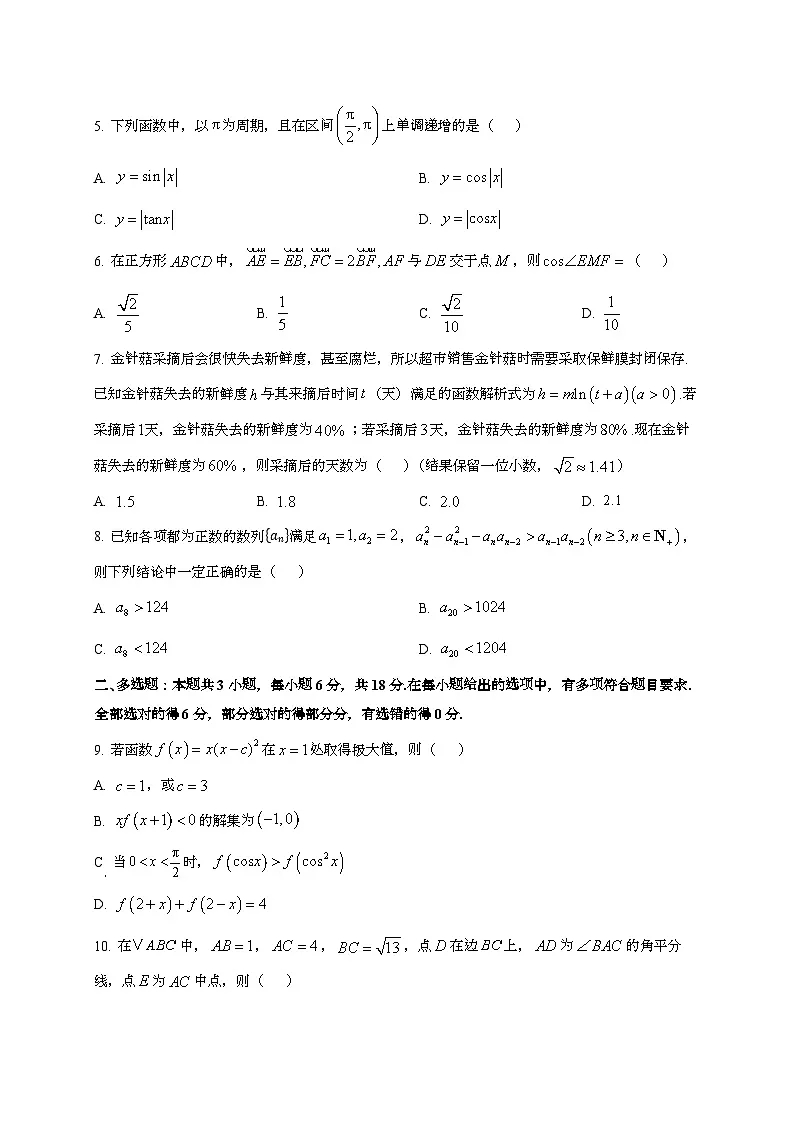 2024~2025学年广东省江门市高三上学期10月联考数学试卷(含解析)第2页