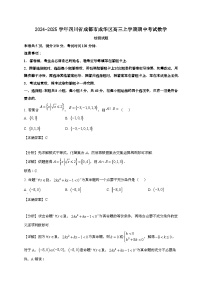 2024~2025学年四川省成都市成华区高三上学期期中考试数学试卷【有解析】