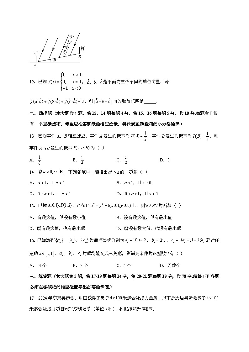 2025年上海普通高中学业水平选择性考试数学试卷(原卷+答案)第2页
