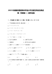 2025年湖南省高三下普通高中学业水平合格性考试仿真试卷（专家版一）数学试题（含答案解析）