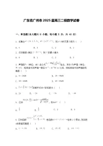 广东省广州市2025届高三下二模数学试卷（含答案解析）