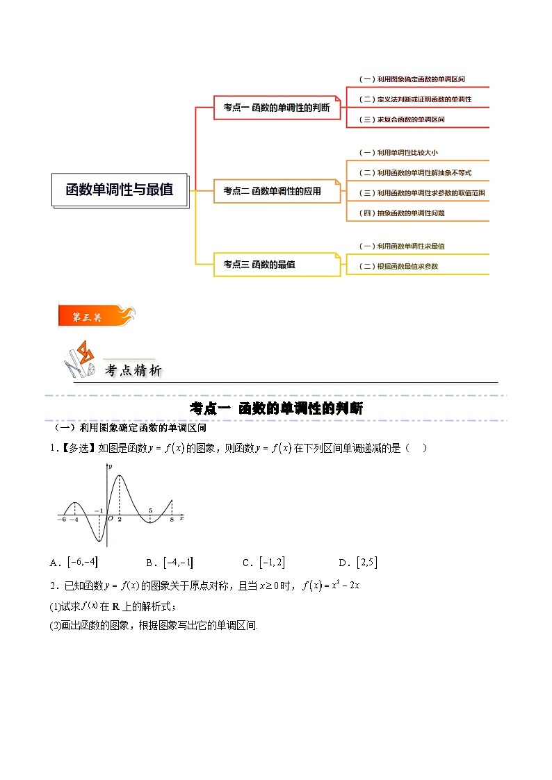 (人教A版)必修一高一数学上册同步考点通关练习08 函数单调性与最值(原卷版)第3页