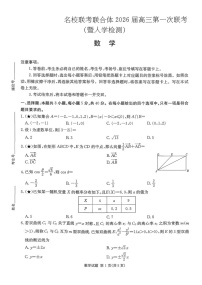 湖南名校联考联合体2026届高三上学期第一次联考（入学考试）数学试卷