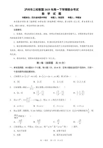 四川省泸州市三校联盟2024-2025学年高一下学期期末联合考试数学试题（含答案）