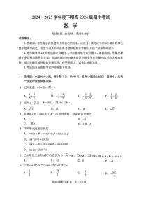 四川省川南地区名校联考2024-2025学年高一下学期4月期中考试数学试卷+答案