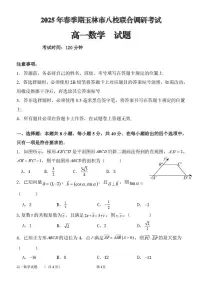 广西玉林市八校2024-2025学年高一下学期4月期中联合调研测试数学试卷+答案