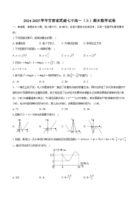 2024-2025学年甘肃省武威七中高一（上）期末数学试卷(含答案）