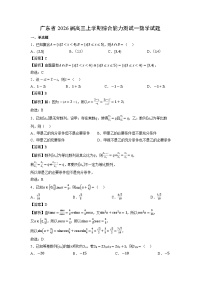 广东省2026届高三上学期综合能力测试一数学试题（解析版）