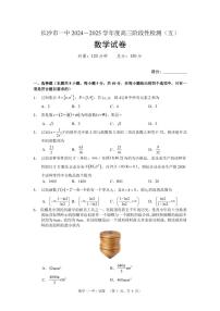 湖南省长沙市第一中学2025届高三上学期阶段性检测（五）数学试题