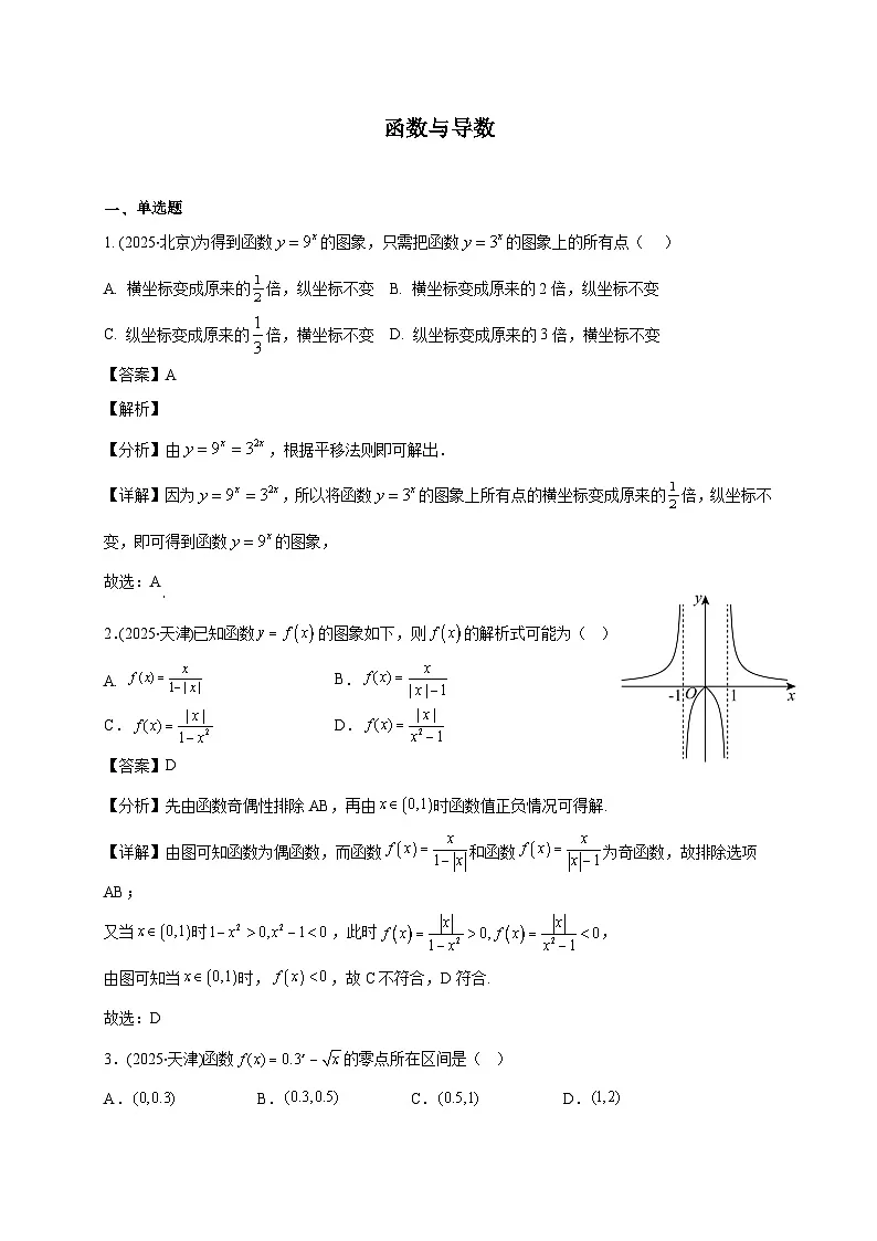 2025年【高考数学】真题分类专题练习09—函数与导数第1页
