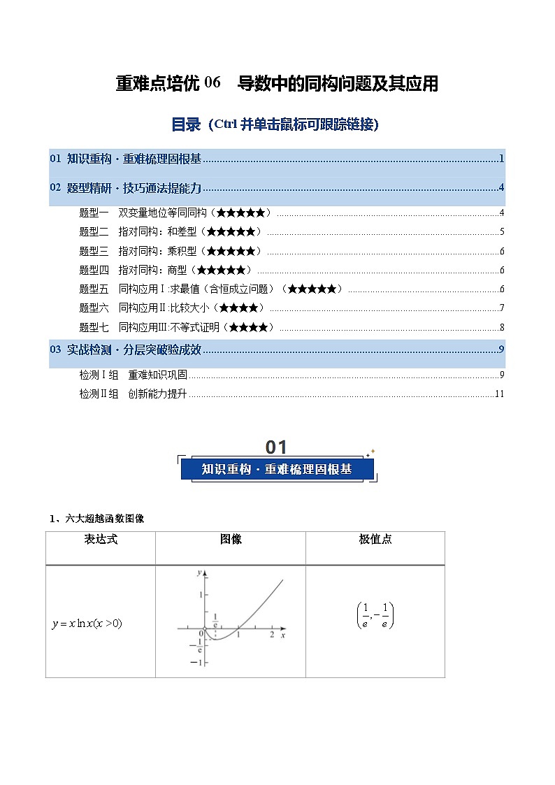 重难点培优06 导数中的同构问题及其应用(复习讲义)(全国通用)(原卷版)【上好课】2026年高考数学一轮复习讲练测(全国通用)第1页