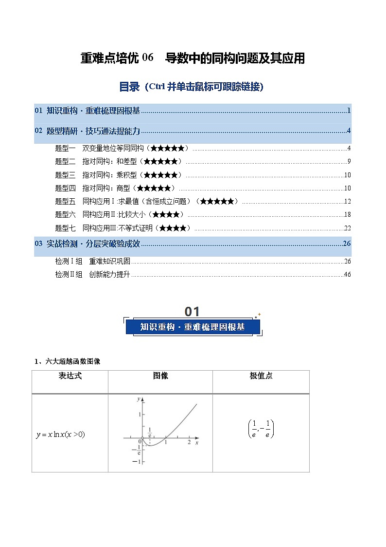 重难点培优06 导数中的同构问题及其应用(复习讲义)(全国通用)(解析版)【上好课】2026年高考数学一轮复习讲练测(全国通用)第1页