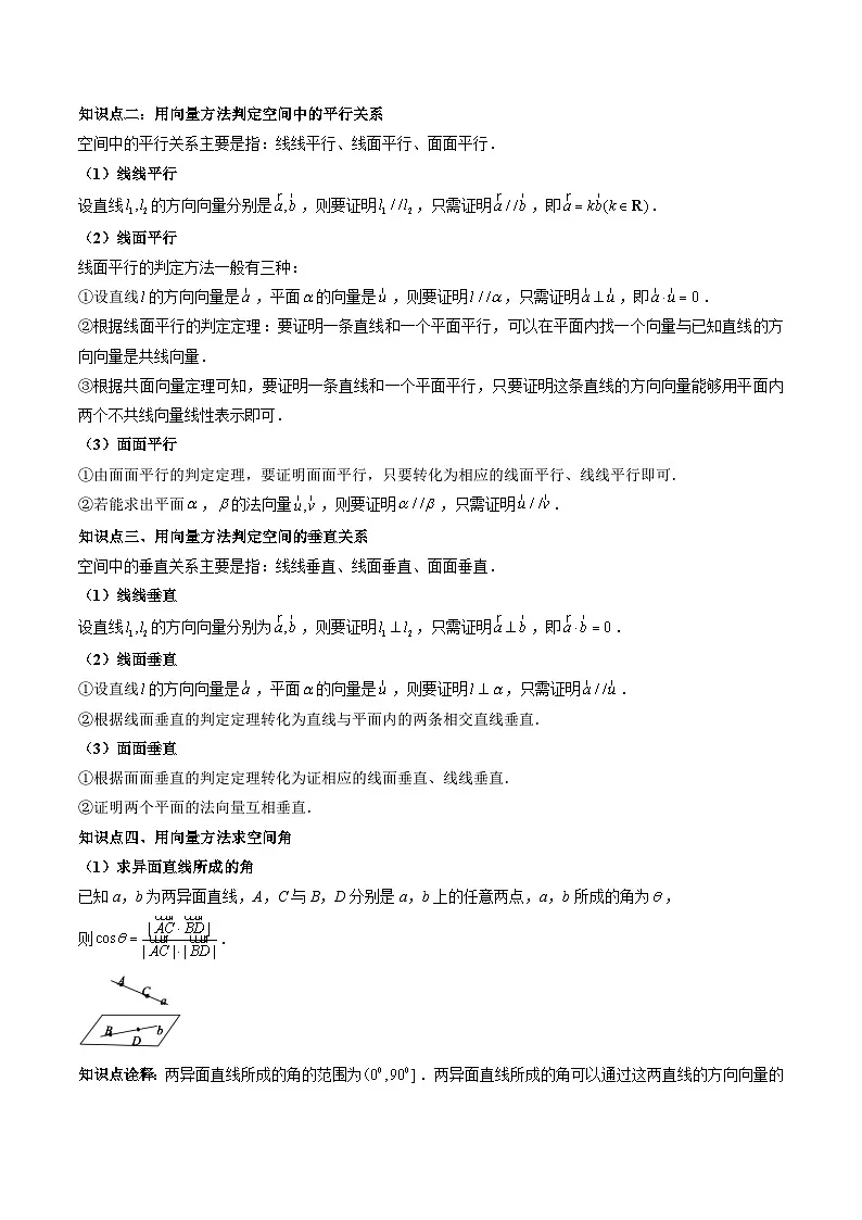 (人教A版)选择性必修一高二数学上册 同步学案+同步练习 1.4 空间向量的应用(教师版)第2页