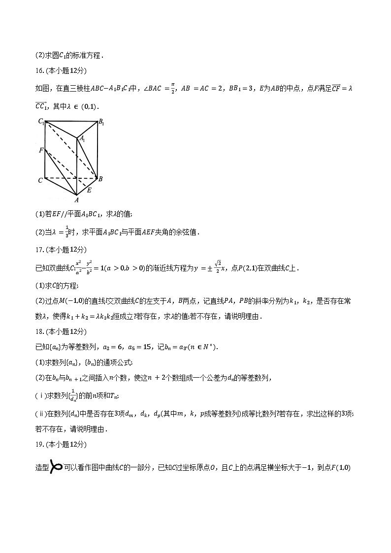2024-2025学年浙江省嘉兴市高二上学期期末测试数学试卷(含答案)第3页