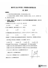 浙江省湖州市2024-2025学年高二下学期期末调研测试数学试卷+答案