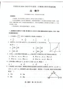 河北省石家庄市2024-2025学年高一下学期期末教学质量检测数学试卷（图片版，含答案）含答案解析