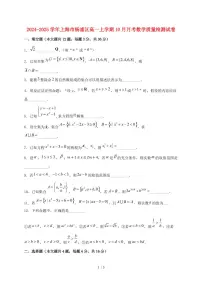 2024_2025学年上海市杨浦区高一上学期（10月）月考数学质量检测试卷