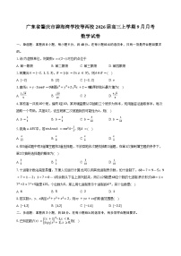 广东省肇庆市碧海湾学校等两校2026届高三上学期9月月考数学试卷（含答案）