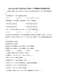 2024-2025学年上海市金山中学高一下学期期末考试数学试卷（含答案）