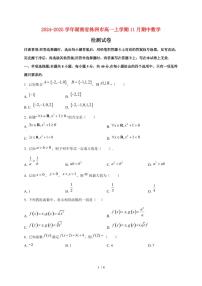 2024~2025学年湖南省株洲市高一上学期11月（期中）数学试卷