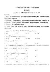 山东省青岛市2026届高三上学期部分学生（8月）调研检测数学试题【附解析】