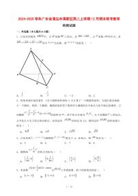 2024~2025学年广东省清远市清新区高二上学期12月期末联考数学试题【有解析】