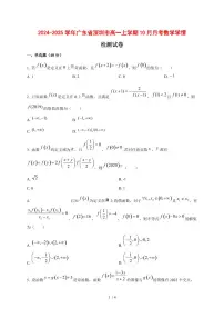 2024~2025学年广东省深圳市高一上学期（10月）月考数学试卷