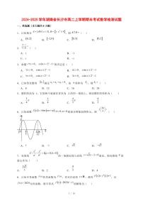 2024~2025学年湖南省长沙市高二上学期期末考试数学试卷【有解析】