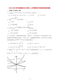 2024~2025学年湖南省长沙市高一上学期期末考试数学试卷1【有解析】