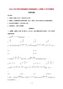 2024~2025学年河南省新乡市原阳县高二上学期（10月）月考数学测试卷