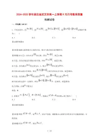 2024~2025学年湖北省武汉市高一上册9月月考数学试卷（附解析）