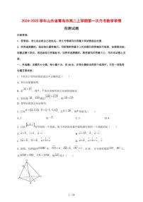 2024~2025学年山东省青岛市高二上学期第一次月考数学测试卷【有解析】
