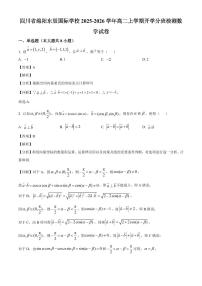 四川省绵阳市东辰国际学校2025~2026学年高二上册开学分班检测数学试卷【含解析】