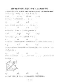 湖南省长沙市2026届高三上学期10月月考数学试卷（含答案）