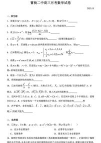 上海市曹杨第二中学2025-2026学年高三上学期10月月考数学试题