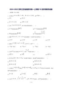 2024^2025学年江苏省南京市高一（上）10月月考数学试卷