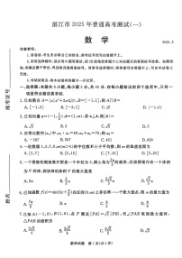 广东省2025届湛江市高三下学期第一次模拟考试-数学试题（含答案）