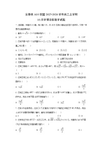 安徽省a10联盟2025-2026学年高二上学期10月学情诊断数学试卷（学生版）