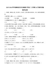 2025-2026学年湖南省长沙市南雅中学高二上学期10月限时训练数学试卷（含答案）