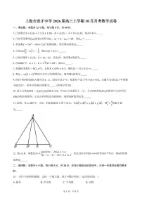 上海市进才中学2026届高三上学期10月月考数学试卷(含答案)