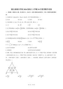湖北省部分学校2026届高三上学期10月联考数学试卷（含答案）